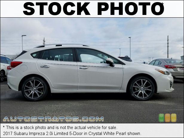 Stock photo for this 2017 Subaru Impreza 2.0i Limited 5-Door 2.0 Liter DI DOHC 16-Valve DAVCS Horizontally Opposed 4 Cylinder Lineartronic CVT Automatic