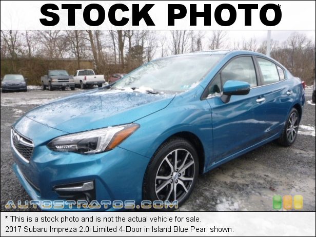 Stock photo for this 2017 Subaru Impreza 2.0i Limited 4-Door 2.0 Liter DI DOHC 16-Valve DAVCS Horizontally Opposed 4 Cylinder Lineartronic CVT Automatic