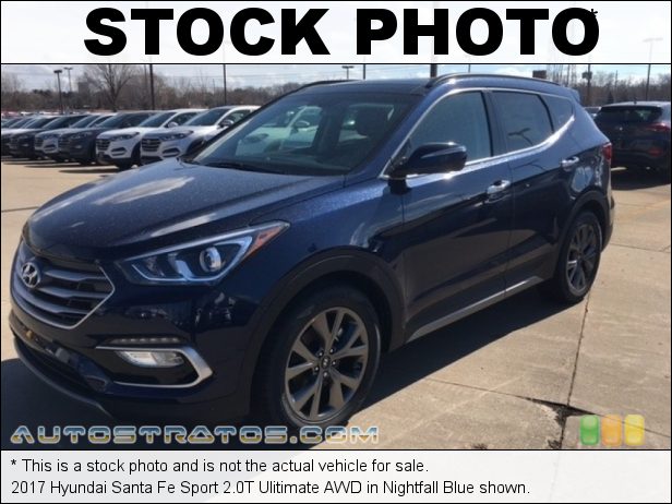 Stock photo for this 2017 Hyundai Santa Fe Sport 2.0T Ulitimate AWD 2.0 Liter GDI Turbocharged DOHC 16-Valve D-CVVT 4 Cylinder 6 Speed SHIFTRONIC Automatic