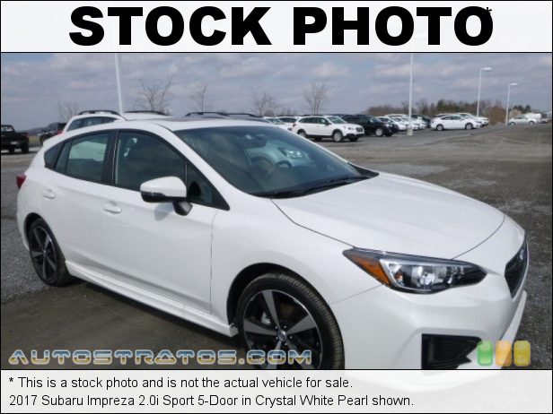 Stock photo for this 2017 Subaru Impreza 2.0i Sport 5-Door 2.0 Liter DI DOHC 16-Valve DAVCS Horizontally Opposed 4 Cylinder Lineartronic CVT Automatic