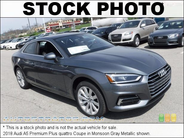 Stock photo for this 2018 Audi A5 Premium Plus quattro Coupe 2.0 Liter Turbocharged TFSI DOHC 16-Valve VVT 4 Cylinder 7 Speed S tronic Dual-Clutch Automatic