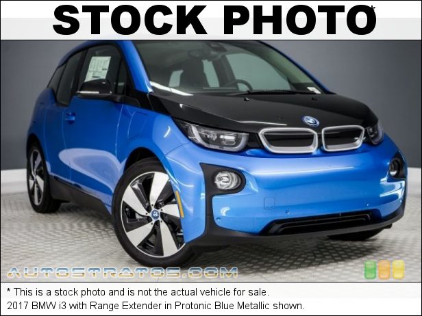 Stock photo for this 2017 BMW i3 with Range Extender 125kW BMW eDrive Hybrid Synchronous Motor/Range Extending 647cc Single Speed Automatic