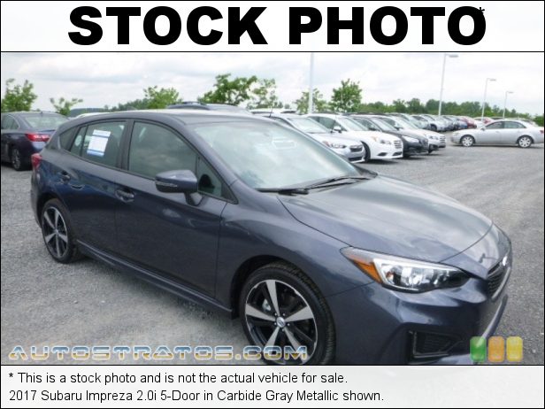 Stock photo for this 2017 Subaru Impreza 2.0i 5-Door 2.0 Liter DI DOHC 16-Valve DAVCS Horizontally Opposed 4 Cylinder Lineartronic CVT Automatic