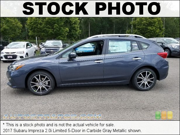 Stock photo for this 2017 Subaru Impreza 2.0i Limited 5-Door 2.0 Liter DI DOHC 16-Valve DAVCS Horizontally Opposed 4 Cylinder Lineartronic CVT Automatic