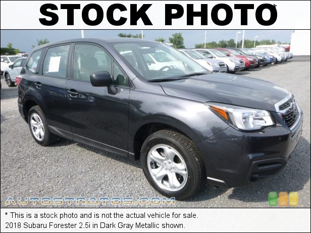 Stock photo for this 2018 Subaru Forester 2.5i 2.5 Liter DOHC 16-Valve VVT Flat 4 Cylinder 6 Speed Manual