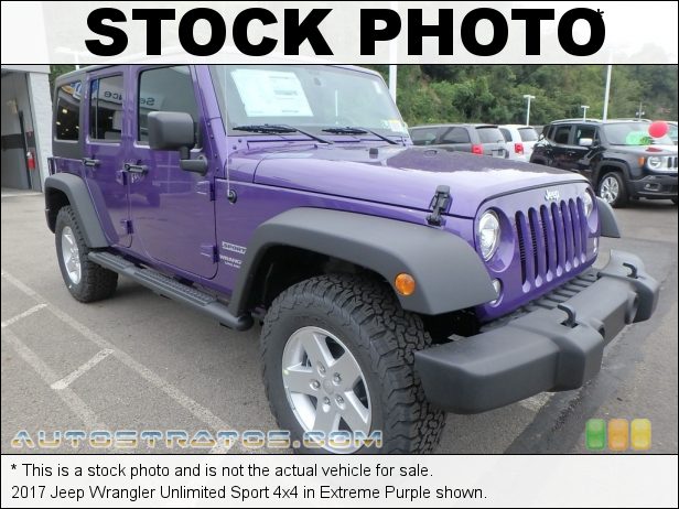 Stock photo for this 2017 Jeep Wrangler Unlimited Sport 4x4 3.6 Liter DOHC 24-Valve VVT V6 5 Speed Automatic