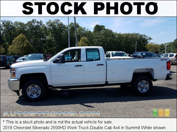 Stock photo for this 2018 Chevrolet Silverado 2500HD Work Truck Double Cab 4x4 6.0 Liter OHV 16-Valve VVT Vortec V8 6 Speed Automatic
