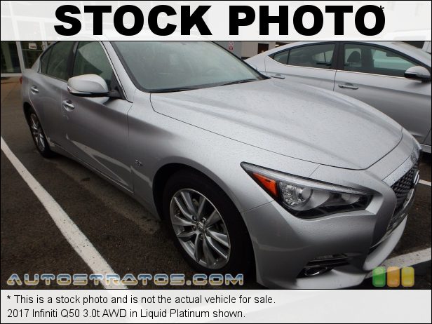 Stock photo for this 2017 Infiniti Q50 3.0t AWD 3.0 Liter Twin-Turbocharged DOHC 24-Valve CVTCS V6 7 Speed Automatic