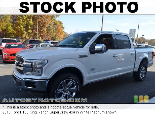 Stock photo for this 2018 Ford F150 King Ranch SuperCrew 4x4 3.5 Liter PFDI Twin-Turbocharged DOHC 24-Valve EcoBoost V6 10 Speed Automatic