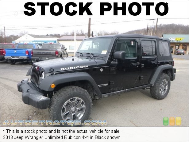 Stock photo for this 2018 Jeep Wrangler Unlimited Rubicon 4x4 3.6 Liter DOHC 24-Valve VVT V6 5 Speed Automatic
