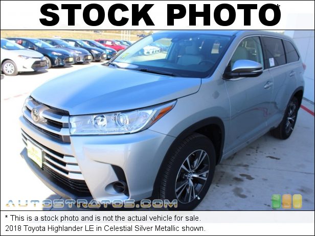 Stock photo for this 2018 Toyota Highlander LE 2.7 Liter DOHC 16-Valve VVT-i 4 Cylinder 6 Speed Automatic
