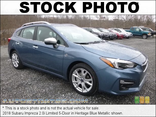 Stock photo for this 2018 Subaru Impreza 2.0i Limited 5-Door 2.0 Liter DI DOHC 16-Valve DAVCS Horizontally Opposed 4 Cylinder Lineartronic CVT Automatic