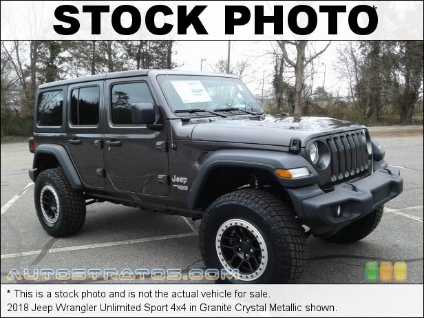 Stock photo for this 2018 Jeep Wrangler Unlimited Sport 4x4 3.6 Liter DOHC 24-Valve VVT V6 8 Speed Automatic