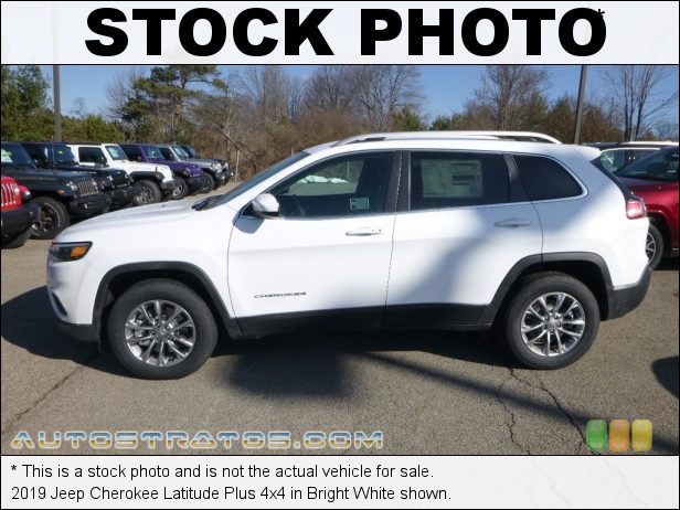 Stock photo for this 2019 Jeep Cherokee Latitude Plus 4x4 2.0 Liter Turbocharged DOHC 16-Valve VVT 4 Cylinder 9 Speed Automatic