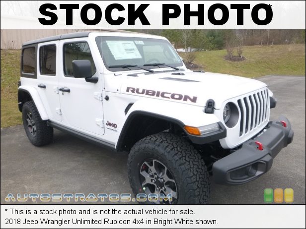 Stock photo for this 2018 Jeep Wrangler Unlimited Rubicon 4x4 3.6 Liter DOHC 24-Valve VVT V6 6 Speed Manual