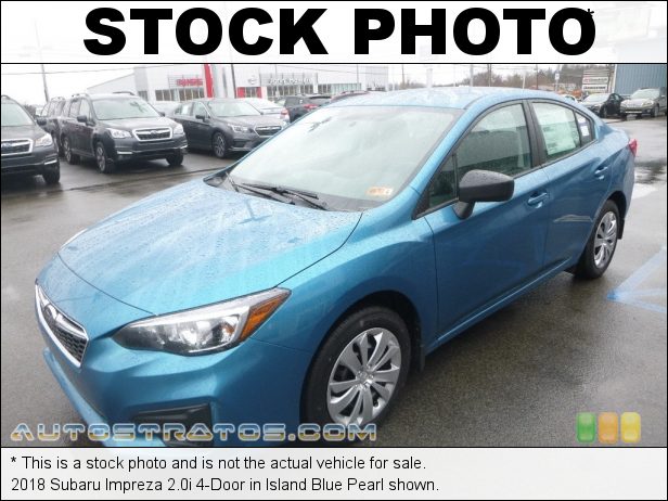 Stock photo for this 2018 Subaru Impreza 2.0i 4-Door 2.0 Liter DI DOHC 16-Valve DAVCS Horizontally Opposed 4 Cylinder Lineartronic CVT Automatic