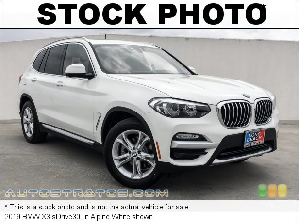 Stock photo for this 2019 BMW X3 sDrive30i 2.0 Liter DI TwinPower Turbocharged DOHC 16-Valve VVT 4 Cylinder 8 Speed Sport Automatic