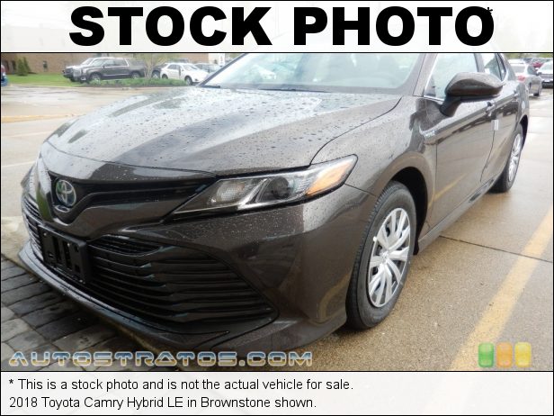 Stock photo for this 2018 Toyota Camry Hybrid LE 2.5 Liter DOHC 16-Valve Dual VVT-i 4 Cylinder Gasoline/Electric ECVT Automatic