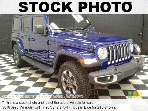Stock photo for this 2018 Jeep Wrangler Unlimited Sahara 4x4 3.6 Liter DOHC 24-Valve VVT V6 8 Speed Automatic