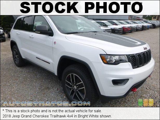 Stock photo for this 2018 Jeep Grand Cherokee Trailhawk 4x4 3.6 Liter DOHC 24-Valve VVT Pentastar V6 8 Speed Automatic