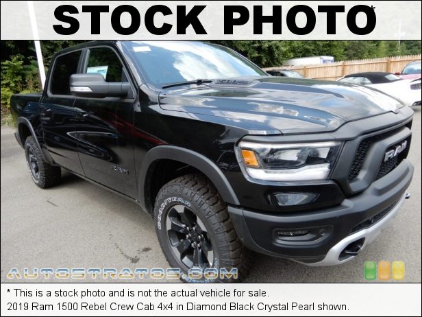 Stock photo for this 2019 Ram 1500 Rebel Crew Cab 4x4 5.7 Liter OHV HEMI 16-Valve VVT MDS V8 8 Speed Automatic