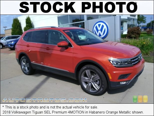 Stock photo for this 2018 Volkswagen Tiguan SEL 4MOTION 2.0 Liter TSI Turbocharged DOHC 16-Valve VVT 4 Cylinder 8 Speed Automatic