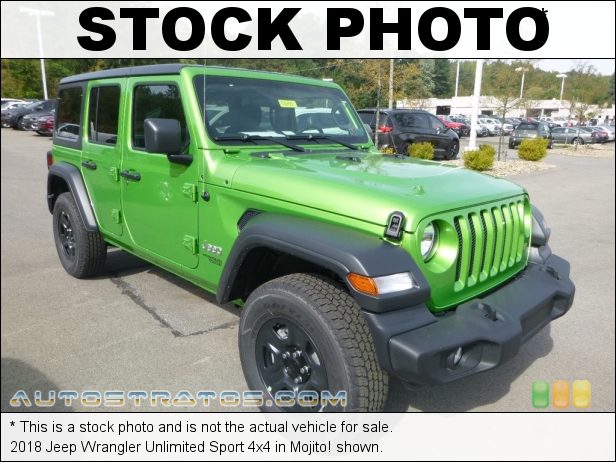 Stock photo for this 2018 Jeep Wrangler Unlimited Sport 4x4 2.0 Liter Turbocharged DOHC 16-Valve VVT 4 Cylinder 6 Speed Manual