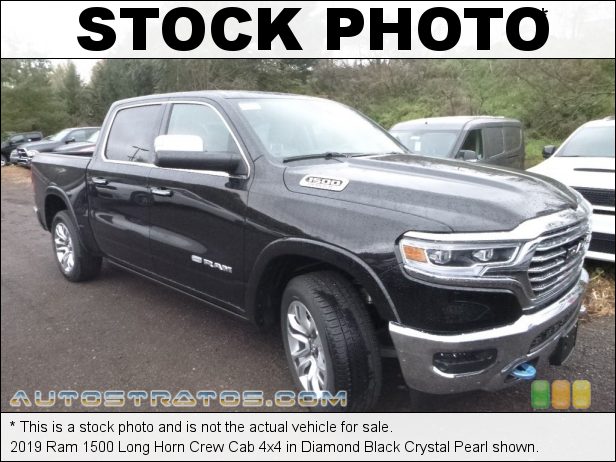 Stock photo for this 2019 Ram 1500 Long Horn Crew Cab 4x4 5.7 Liter OHV HEMI 16-Valve VVT MDS V8 8 Speed Automatic