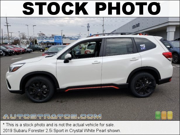 Stock photo for this 2019 Subaru Forester 2.5i Sport 2.5 Liter DI DOHC 16-Valve VVT Flat 4 Cylinder Lineartronic CVT Automatic