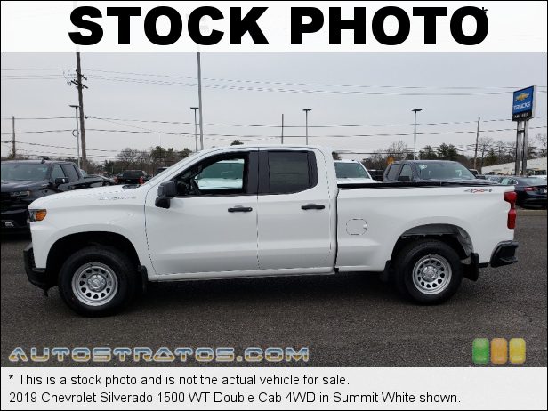 Stock photo for this 2019 Chevrolet Silverado 1500 WT Double Cab 4WD 5.3 Liter DI OHV 16-Valve VVT V8 6 Speed Automatic