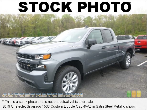 Stock photo for this 2019 Chevrolet Silverado 1500 Custom Double Cab 4WD 5.3 Liter DI OHV 16-Valve VVT V8 6 Speed Automatic