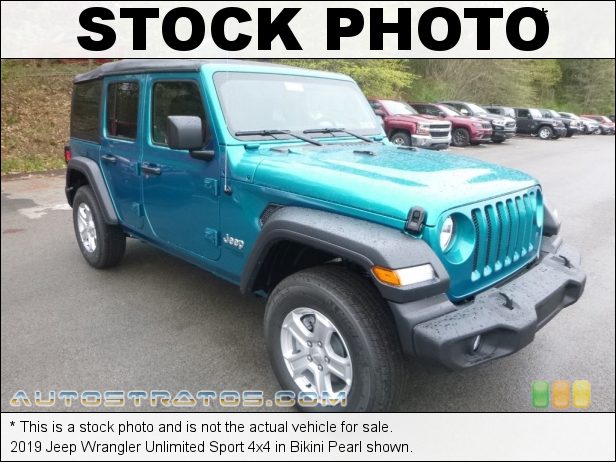 Stock photo for this 2019 Jeep Wrangler Unlimited Sport 4x4 3.6 Liter DOHC 24-Valve VVT V6 8 Speed Automatic