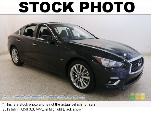 Stock photo for this 2019 Infiniti Q50 3.0t AWD 3.0 Liter Twin-Turbocharged DOHC 24-Valve VVT V6 7 Speed ASC Automatic