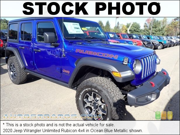 Stock photo for this 2020 Jeep Wrangler Unlimited Rubicon 4x4 3.6 Liter DOHC 24-Valve VVT V6 8 Speed Automatic