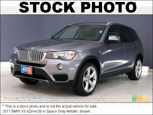 Stock photo for this 2017 BMW X3 sDrive28i 2.0 Liter TwinPower Turbocharged DI DOHC 16-Valve VVT 4 Cylinder 8 Speed STEPTRONIC Automatic