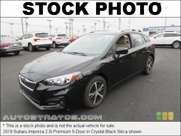 Stock photo for this 2019 Subaru Impreza 2.0i Premium 5-Door 2.0 Liter DI DOHC 16-Valve VVT Flat 4 Cylinder Lineartronic CVT Automatic