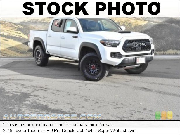 Stock photo for this 2019 Toyota Tacoma TRD Pro Double Cab 4x4 3.5 Liter DOHC 24-Valve VVT-i V6 6 Speed Automatic