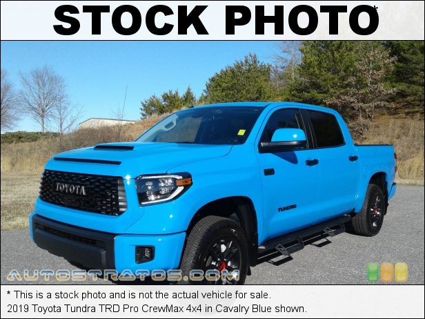 Stock photo for this 2019 Toyota Tundra SR5 CrewMax 4x4 5.7 Liter i-FORCE DOHC 32-Valve VVT-i V8 6 Speed ECT-i Automatic