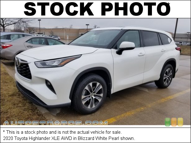 Stock photo for this 2020 Toyota Highlander XLE AWD 3.5 Liter DOHC 24-Valve Dual VVT-i V6 8 Speed Automatic