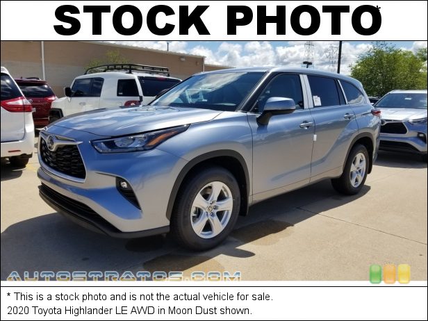 Stock photo for this 2020 Toyota Highlander LE AWD 3.5 Liter DOHC 24-Valve Dual VVT-i V6 8 Speed Automatic