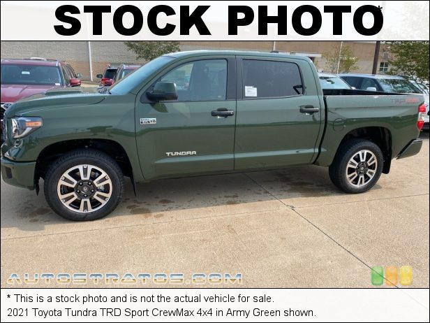 Stock photo for this 2021 Toyota Tundra TRD Sport CrewMax 4x4 5.7 Liter i-Force DOHC 32-Valve VVT-i V8 6 Speed ECT-i Automatic