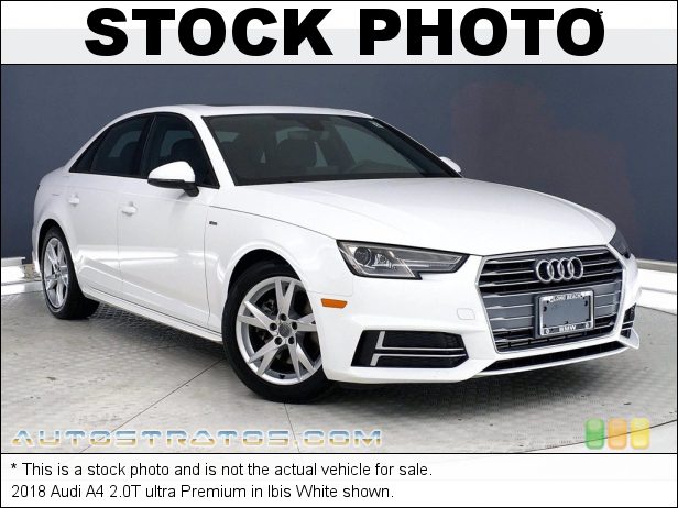 Stock photo for this 2018 Audi A4 2.0T ultra Premium 2.0 Liter TFSI Turbocharged DOHC 16-Valve VVT 4 Cylinder 7 Speed S tronic Dual-Clutch Automatic