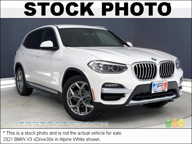 Stock photo for this 2021 BMW X3 xDrive30e 2.0 Liter TwinPower Turbocharged DOHC 16-Valve Inline 4 Cylinder 8 Speed Automatic