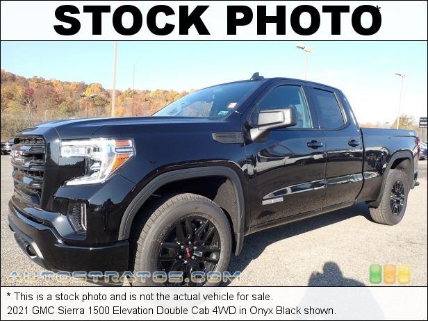 Stock photo for this 2021 GMC Sierra 1500 Elevation Double Cab 4WD 2.7 Liter Turbocharged DOHC 16-Valve VVT 4 Cylinder 8 Speed Automatic