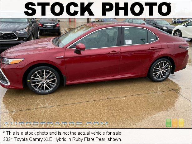 Stock photo for this 2021 Toyota Camry XLE Hybrid 2.5 Liter DOHC 16-Valve Dual VVT-i 4 Cylinder Gasoline/Electric CVT Automatic