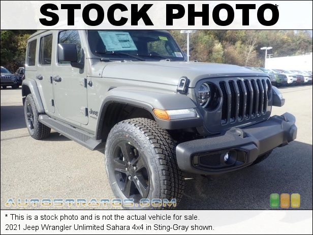 Stock photo for this 2021 Jeep Wrangler Unlimited 4x4 2.0 Liter Turbocharged DOHC 16-Valve VVT 4 Cylinder 8 Speed Automatic