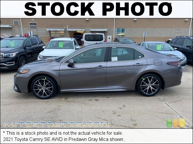 Stock photo for this 2021 Toyota Camry SE AWD 2.5 Liter DOHC 16-Valve Dual VVT-i 4 Cylinder 8 Speed Automatic
