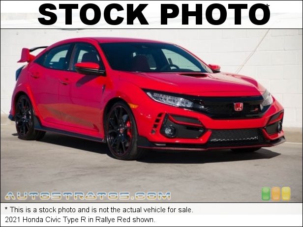 Stock photo for this 2021 Honda Civic Type R 2.0 Liter Turbocharged DOHC 16-Valve i-VTEC 4 Cylinder 6 Speed Manual