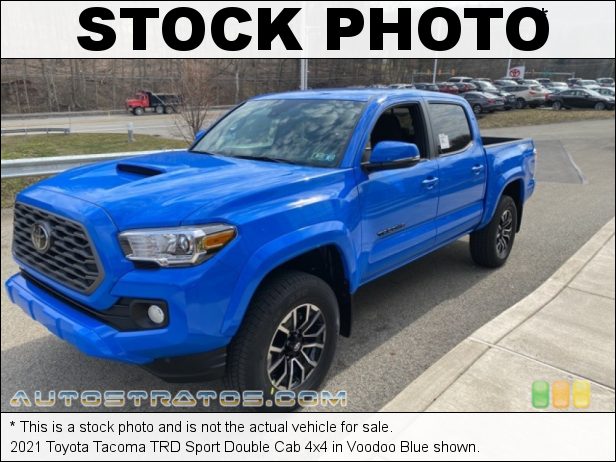 Stock photo for this 2021 Toyota Tacoma TRD Sport Double Cab 4x4 3.5 Liter DOHC 24-Valve Dual VVT-i V6 6 Speed Automatic