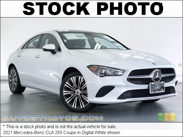Stock photo for this 2021 Mercedes-Benz CLA 250 Coupe 2.0 Liter Twin-Turbocharged DOHC 16-Valve VVT 4 Cylinder 7 Speed DCT Dual-Clutch Automatic